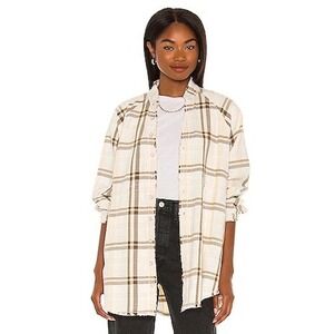 Free People Summer Daydream Plaid Shirt Ivory Combo We The Free Large